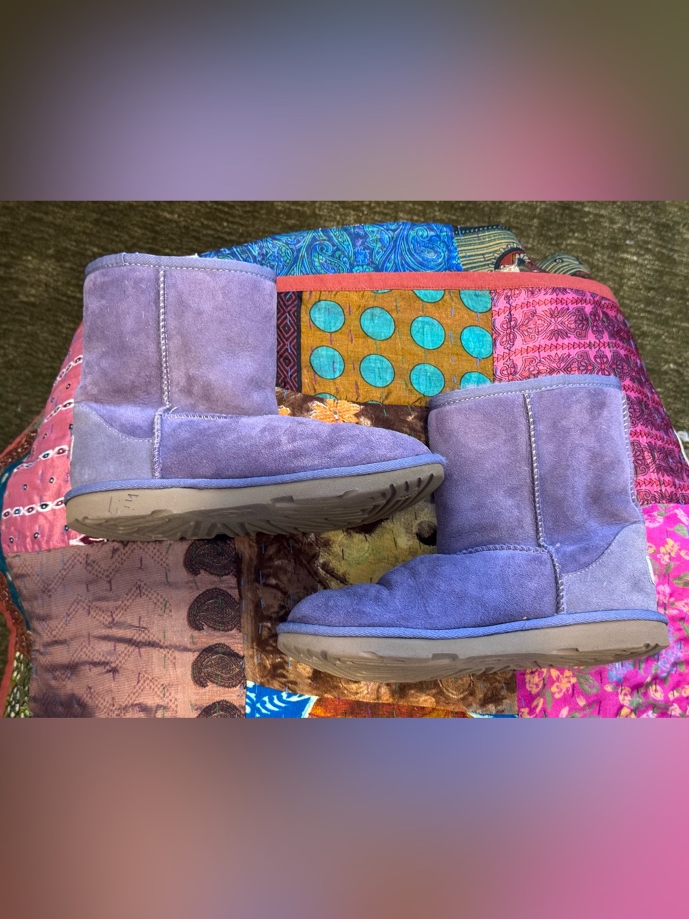 UGG Women’s Short Purple Suede Winter Boots
